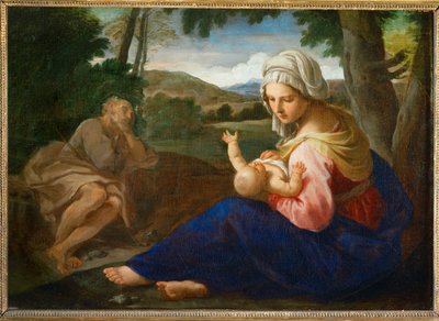 Repos lors de la fuite en Égypte (peinture sur toile) - Simone Cantarini