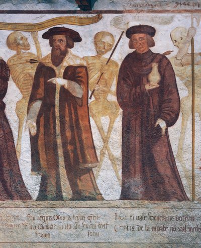 La Mort avec le Duc et le Docteur, détail de La Danse Macabre - Simone II Baschenis