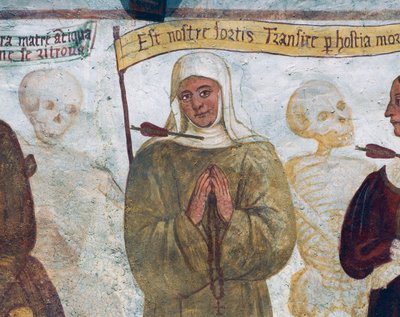 La Mort avec la nonne, détail de La Danse Macabre - Simone II Baschenis