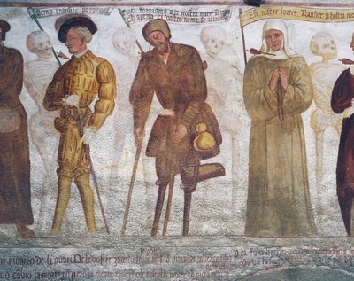 La mort avec le jeune homme, le mendiant et la nonne (détail) - Simone II Baschenis