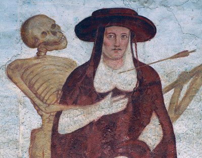 Le cardinal et la mort (détail de La Danse macabre) - Simone II Baschenis