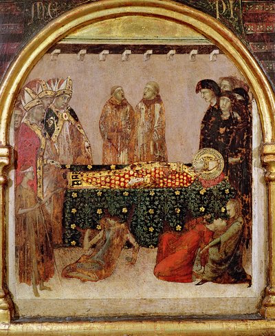 Guérison des malades le jour de la mort de Saint Louis de Toulouse (1274-97) prédelle du retable de Saint Louis de Toulouse, 1317 - Simone Martini