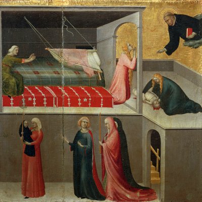 Miracle du bébé tombé du berceau (détail) - Simone Martini