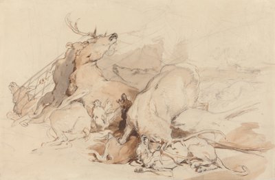 Chiens et chasseurs attaquant un cerf - Sir Edwin Henry Landseer