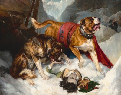 Mastiffs alpins réanimant un voyageur en détresse - Sir Edwin Landseer