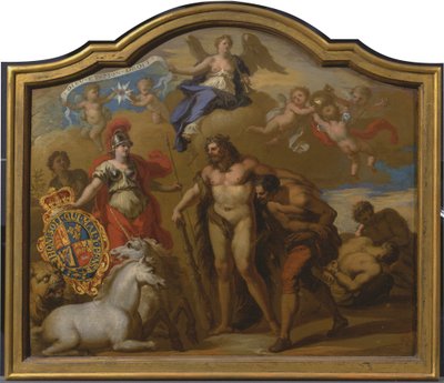 Allégorie de la puissance de la Grande-Bretagne par terre, conception pour un panneau décoratif pour le carrosse cérémonial de George I - Sir James Thornhill