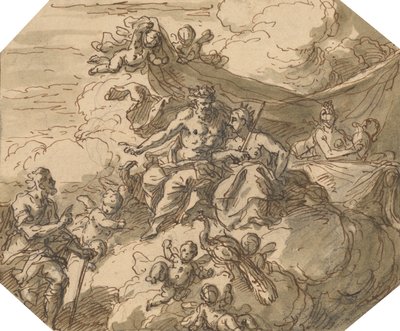 Conception pour une scène mythologique, avec Jupiter et Junon - Sir James Thornhill