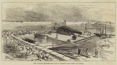 Le canon italien de cent tonnes en position de tir à Spezia - Sir John Charles Robinson
