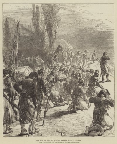La guerre en Serbie, prière du soir après une bataille - Sir John Charles Robinson