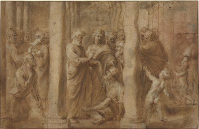 Le Miracle du paralytique guéri par Saint Pierre et Saint Jean - Sir Peter Paul Rubens over Anonymous Italian after Parmigianino after Raphael
