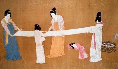 Dames préparant la soie nouvellement tissée, peinture attribuée à l