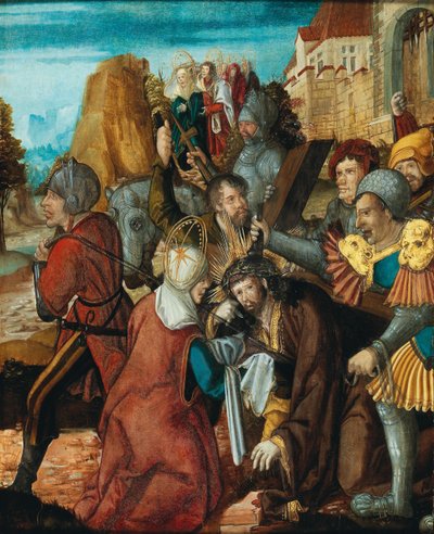 Sainte Véronique présentant son voile au Christ sur le chemin du Calvaire, ca 1515-1520 - Southwest German master.