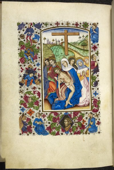 La Vierge Marie tenant le corps du Christ, avec deux disciples et des femmes à côté d