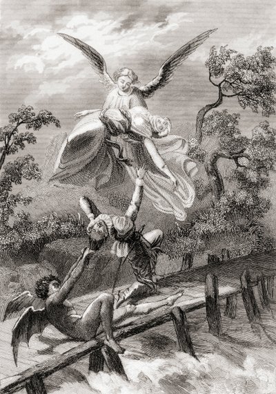 Amina est emportée par un ange tandis que le diable capture le sacristain d