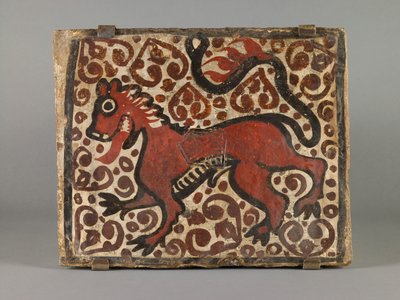 Carreau de plafond, seconde moitié du XVe siècle (faïence peinte à l