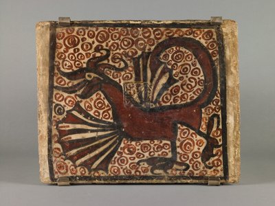 Carreau de plafond, seconde moitié du XVe siècle (faïence peinte à l