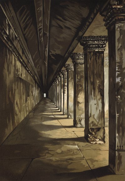 Colonnade dans le Temple de Jagganath, Inde - Spanish School