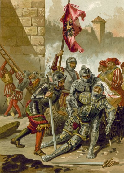 Mort de Charles III, duc de Bourbon, lors du sac de Rome, 1527 - Spanish School