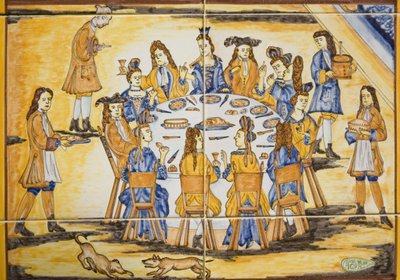 Scène de Dîner (carreaux de céramique) - Spanish School