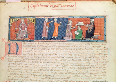 Guillaume Jaubert prêtant serment devant le roi Jacques Ier (1207-76) de Majorque, du Capbreu de Clayra et de Millas, 1292 - Spanish School