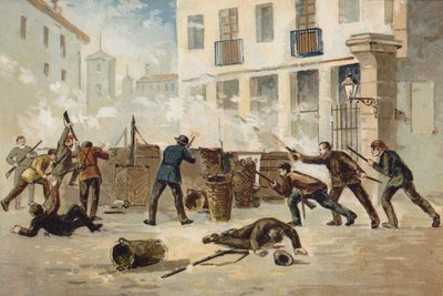 Membres de la milice nationale à Valence refusant de désarmer, Espagne, 1873 - Spanish School