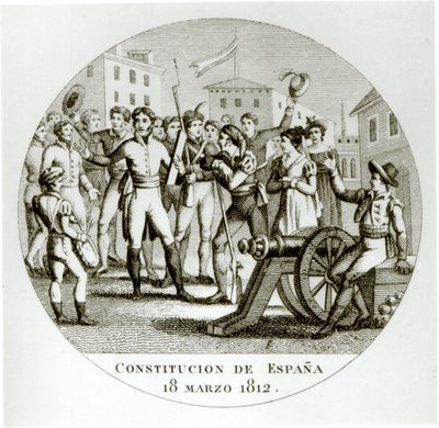 Proclamation de la Constitution Libérale du 18 mars 1812, par les patriotes, promulguée à Cadix par les Cortes - Spanish School