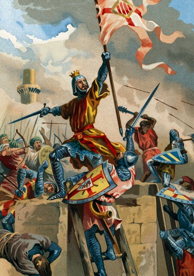 Ramon Berenguer IV, comte de Barcelone, capturant Tortosa des musulmans en 1148 - Spanish School
