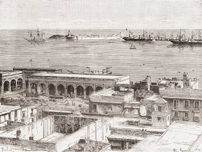 Vue de Veracruz et du fort San Juan de Ulúa, Mexique - Spanish School
