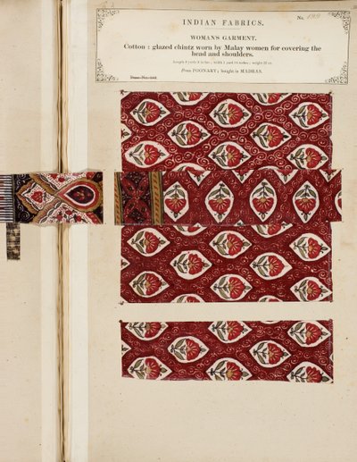 Échantillon de chintz en coton glacé de Poonary, acheté à Madras, de The Collection of the Textile Manufacturers of India, par John Forbes Watson, publié en 1866 - Sri Lankan School