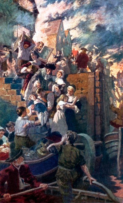 Le grand incendie de Londres (lithographie couleur) - Stanhope Alexander (after) Forbes