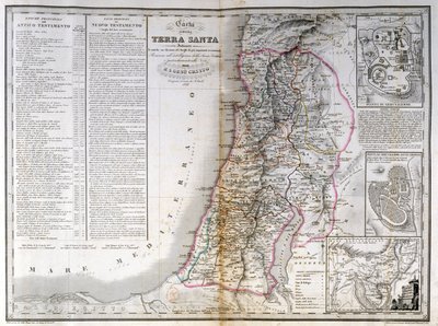 Carte de la Palestine montrant également les frontières de chaque tribu. A. Stucchi - Stanislao Stucchi