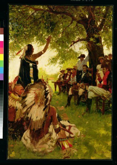 Tecumseh rencontre le général Harrison - Stanley Massey Arthurs