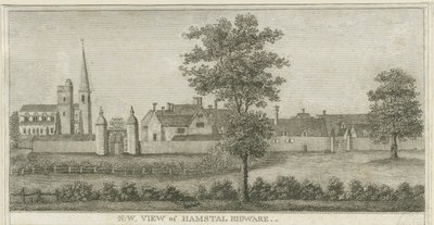 Hamstall Ridware - Église et manoir : gravure, nd [1762-1802] - Stebbing Shaw