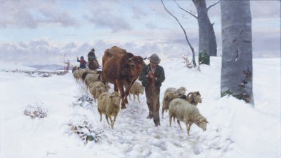 Retour du marché après la chute de neige, avant 1877 - Stefano Bruzzi