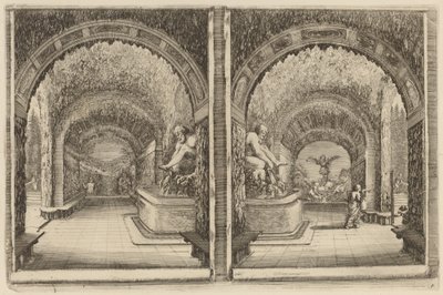 Une grotte vue de deux points de vue différents - Stefano della Bella