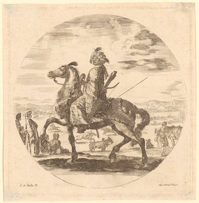 Cavalier africain vu de profil vers la gauche - Stefano della Bella