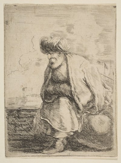 Un vieux Turc assis sur une pierre, vers 1662 - Stefano della Bella