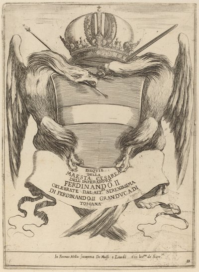 Armes avec une dédicace au Grand-Duc Ferdinand II - Stefano della Bella