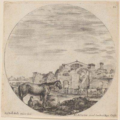 Thermes de Dioclétien et berger dormant, 1646 - Stefano della Bella