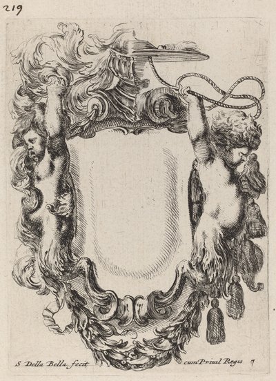 Cartouche avec des satyres enfants - Stefano della Bella