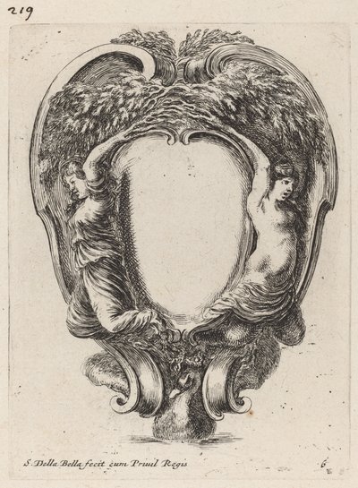 Cartouche avec deux nymphes métamorphosées en arbres, 1647 - Stefano della Bella