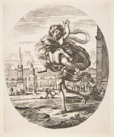 La mort portant un enfant, des Cinq Morts - Stefano della Bella