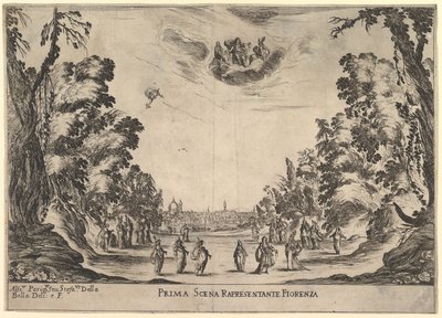 Première scène, à Florence, Le mariage des dieux, 1637 - Stefano della Bella