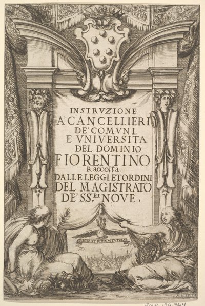 Frontispice pour Instructions pour Chanceliers: Armoiries des Médicis - Stefano della Bella