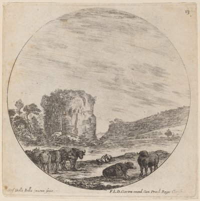 Paysage avec des ruines antiques - Stefano della Bella