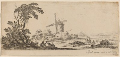 Paysage avec moulin à vent - Stefano della Bella