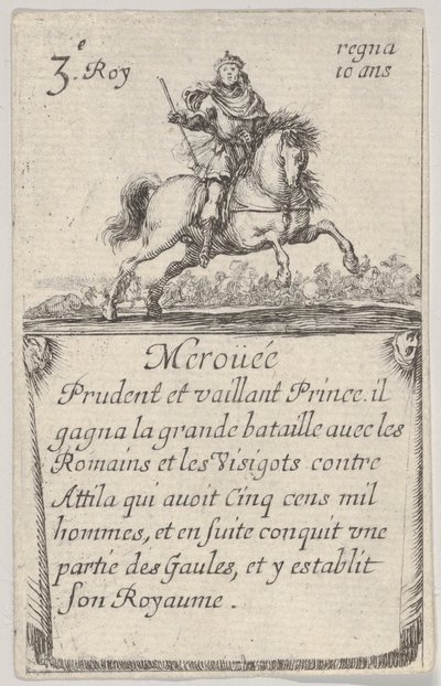 Meroüée Prudent et vaillant..., du Jeu des Rois de France, 1644 - Stefano della Bella