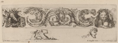 Frise ornementale avec aigle et lion enguirlandés par des enfants, probablement 1648 - Stefano della Bella