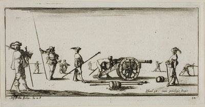 Planche Dix de Dessins de Plusieurs Mouvements par des Soldats - Stefano della Bella