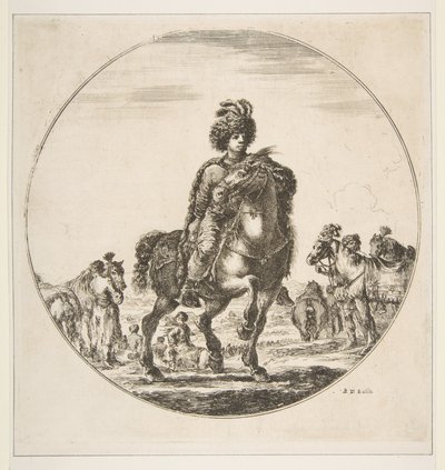 Cavalier polonais face à droite, une composition circulaire, de Figures à cheval, vers 1651 - Stefano della Bella